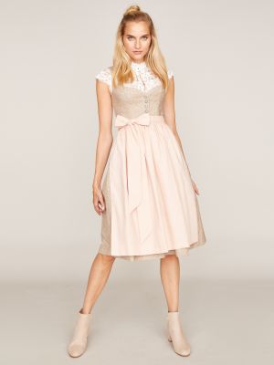 Beigefarbenes Dirndl mit zwei Schürzen Beigefarbenes Dirndl mit zwei Schürzen
