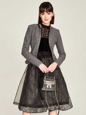 Schwarzes Dirndl mit Samt-Mieder und Seiden-Schürze Schwarzes Dirndl mit Samt-Mieder und Seiden-Schürze