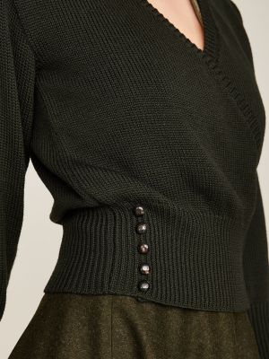 Dunkelgrüner Pullover aus Merinowolle
