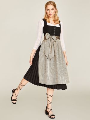 Schwarzes Dirndl mit grau-schimmernder Schürze Schwarzes Dirndl mit grau-schimmernder Schürze