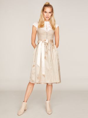 Beigefarbenes Dirndl mit zwei Schürzen Beigefarbenes Dirndl mit zwei Schürzen