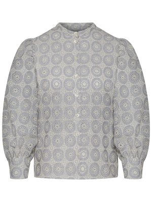 Hellgraue Bluse mit Stickerei Hellgraue Bluse mit Stickerei