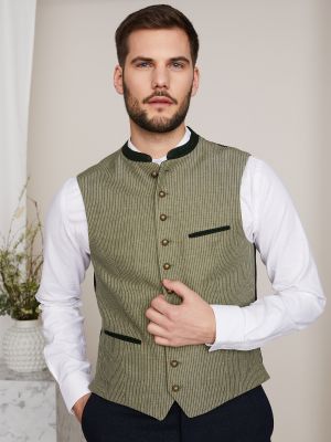 Grün gestreifte Herren-Trachtenweste Grün gestreifte Herren-Trachtenweste