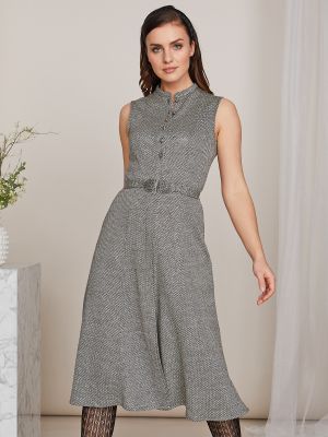 Ärmelloses Midi-Kleid mit Rautenmuster Ärmelloses Midi-Kleid mit Rautenmuster